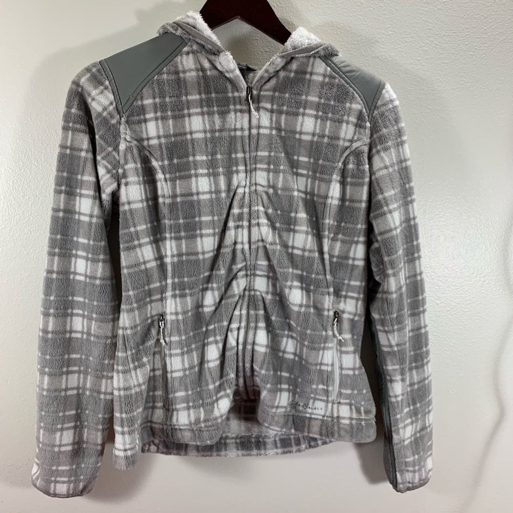 Eddie Bauer Grey and White Zip-Up Sweatshirt XS
